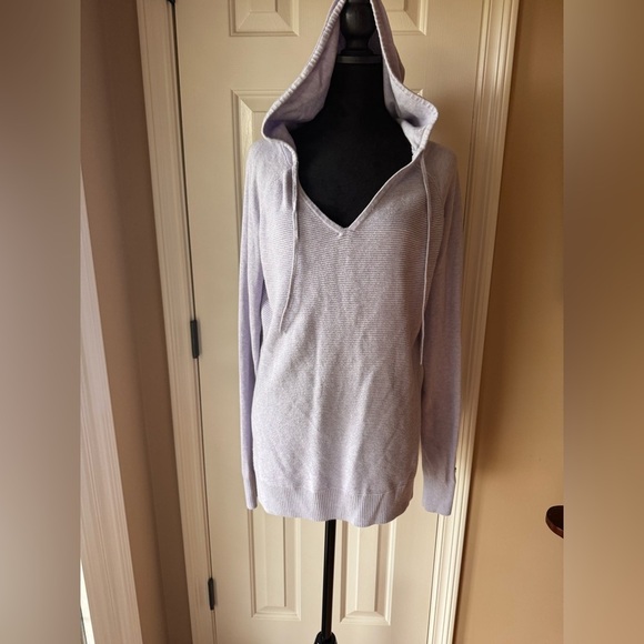 CALIA by Carrie Underwood Women's Lilac Ribbed Hoodie Sweater - Picture 6 of 10